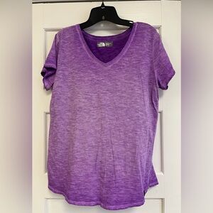 The North Face Shirt Women L Purple Short Sleeve V-Neck Activewear top READ